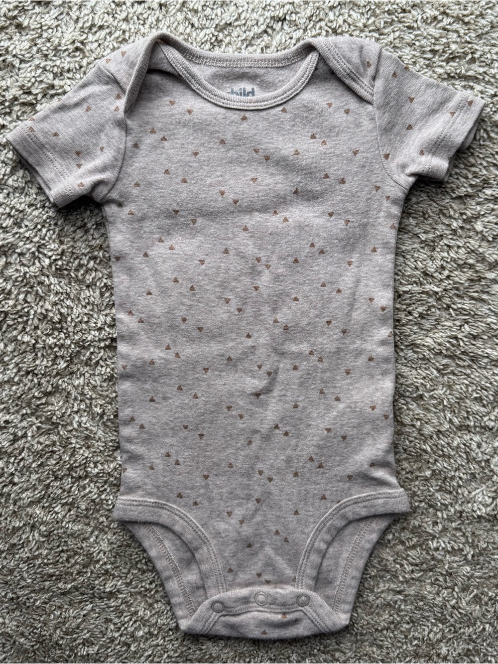 Carter’s Child of Mine 6-9M Neutral Tan Triangle Print Short Sleeve Bodysuit